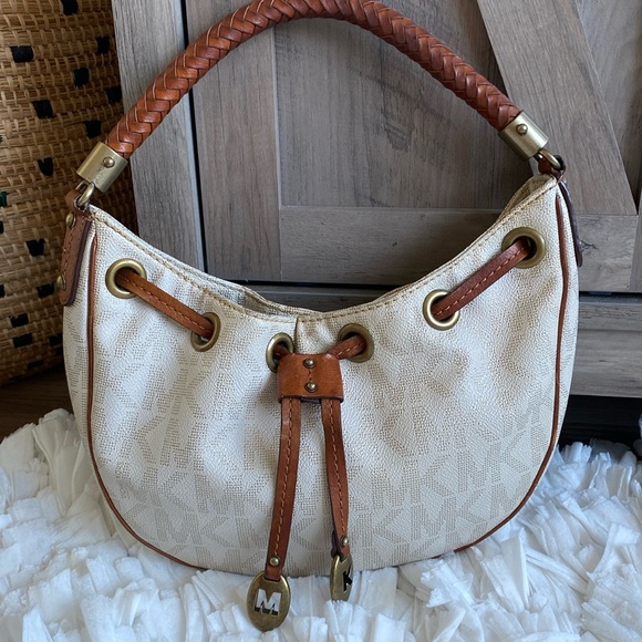 MICHAEL Michael Kors Handbags - Michael Kors Brown Braided Handle Hobo Style Bohemian Shoulder Bag